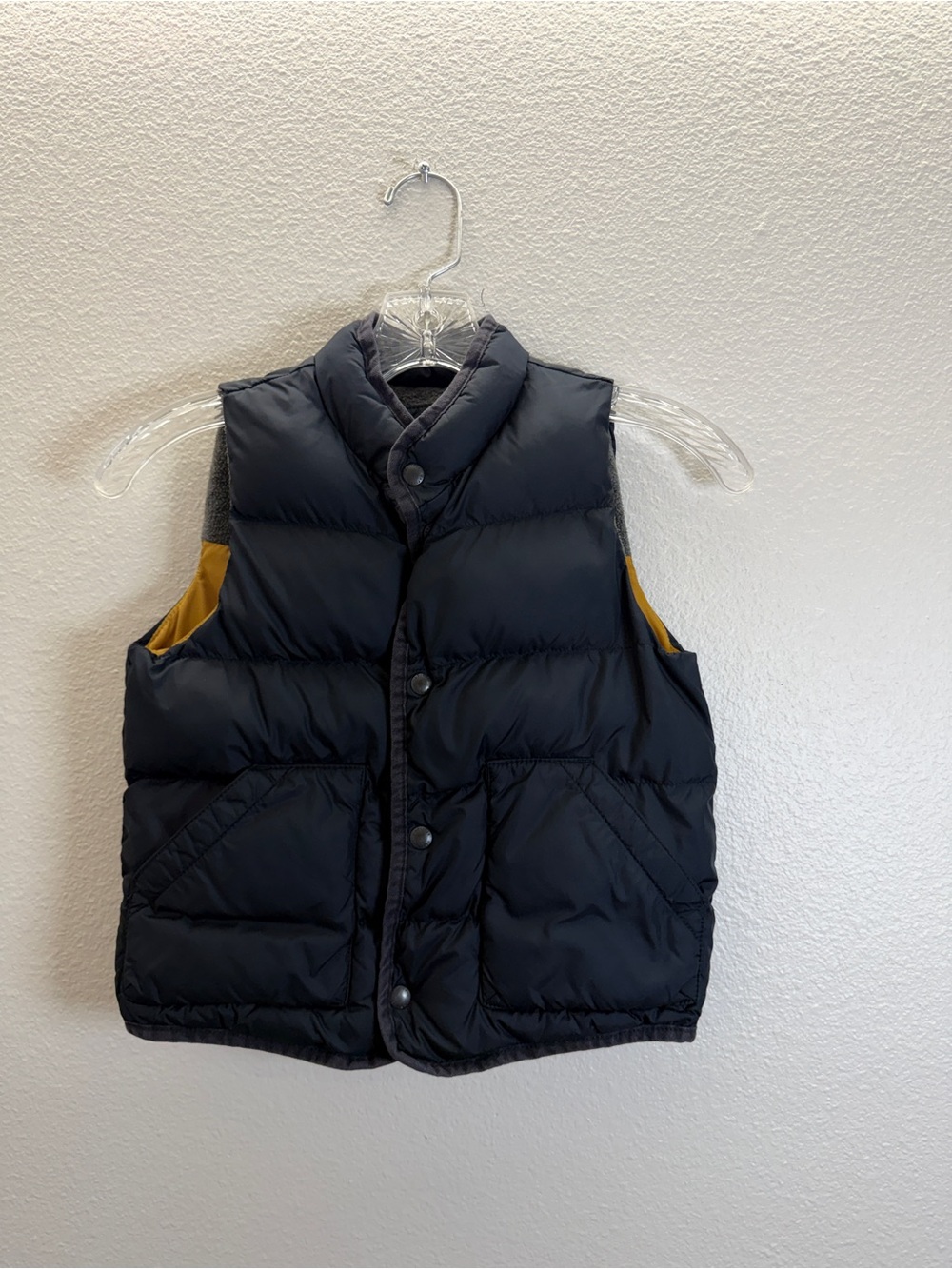 Kids Navy Puffer Vest with Mustard Lining